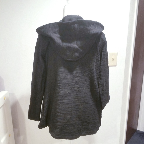 NWT Hem & Thread Black Textured Cotton Hoodie S - Picture 3 of 7